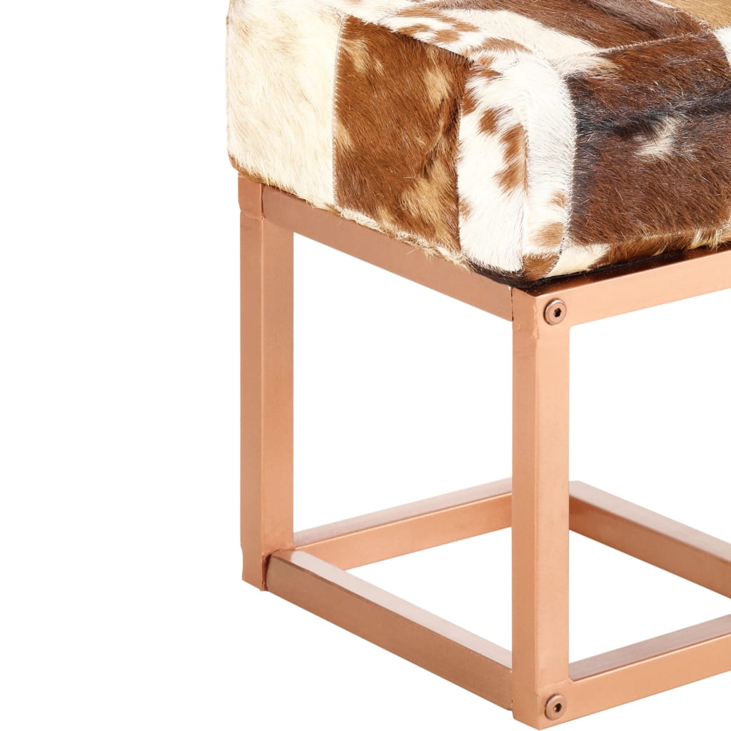 Lavička 110 cm hnedý štýl patchwork pravá kozia koža