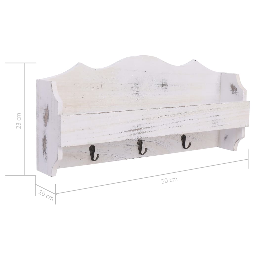 Nástenný vešiak biely 50x10x23 cm drevený