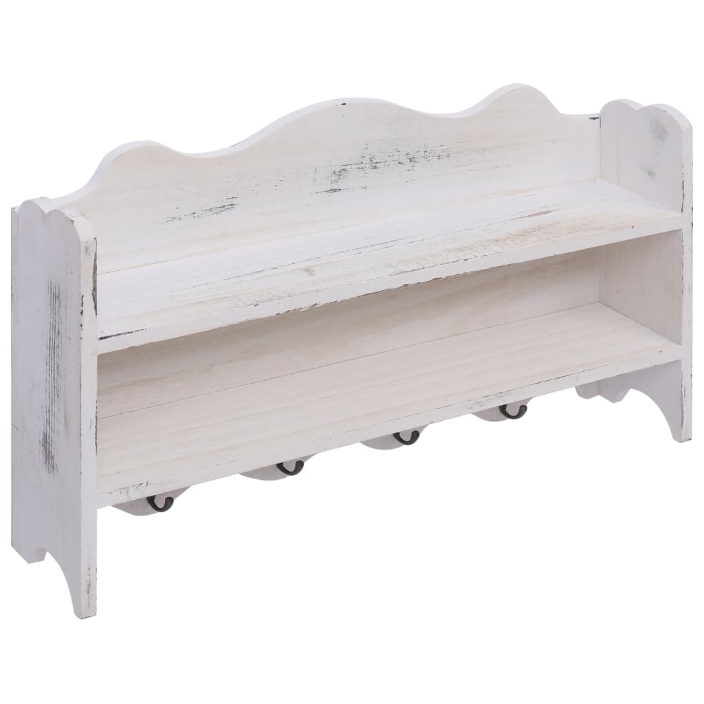 Nástenný vešiak biely 50x10x30 cm drevený