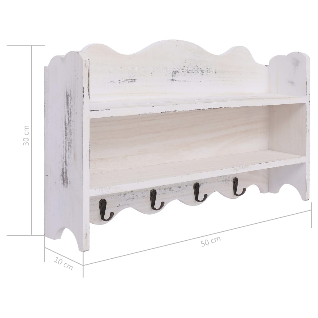 Nástenný vešiak biely 50x10x30 cm drevený