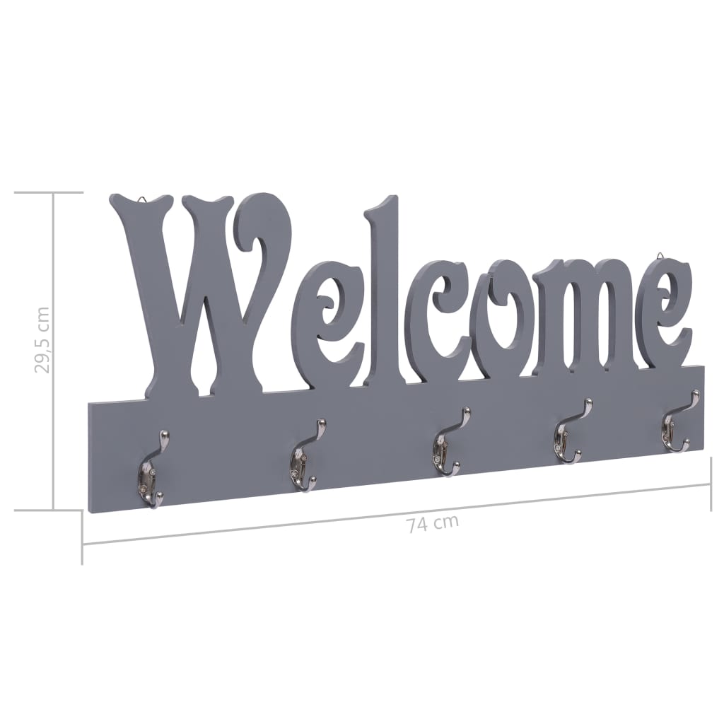 Nástenný vešiak WELCOME sivý 74x29,5 cm