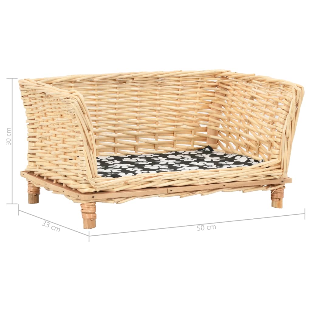 Košík pre psa s vankúšom 50x33x30 cm, prírodná vŕba
