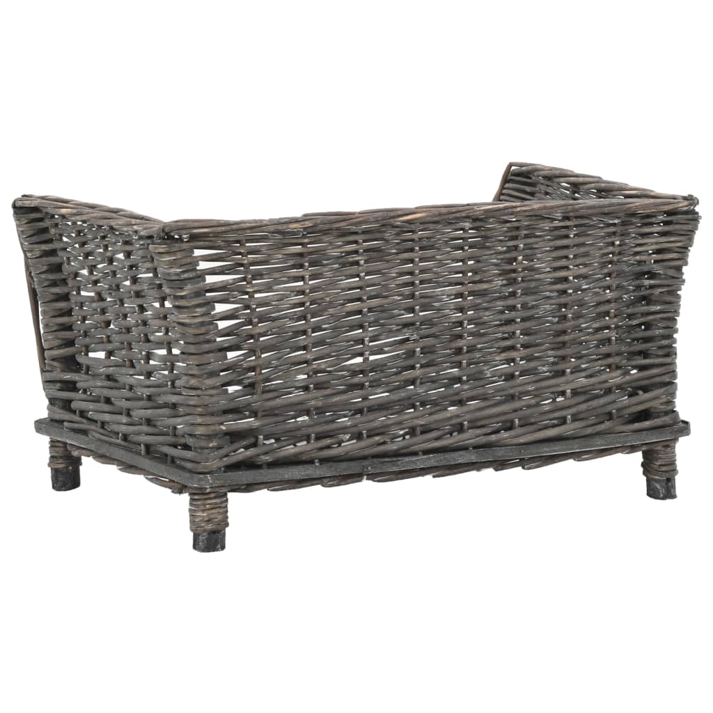 Košík pre psa s vankúšom, sivý 50x33x30 cm, prírodná vŕba
