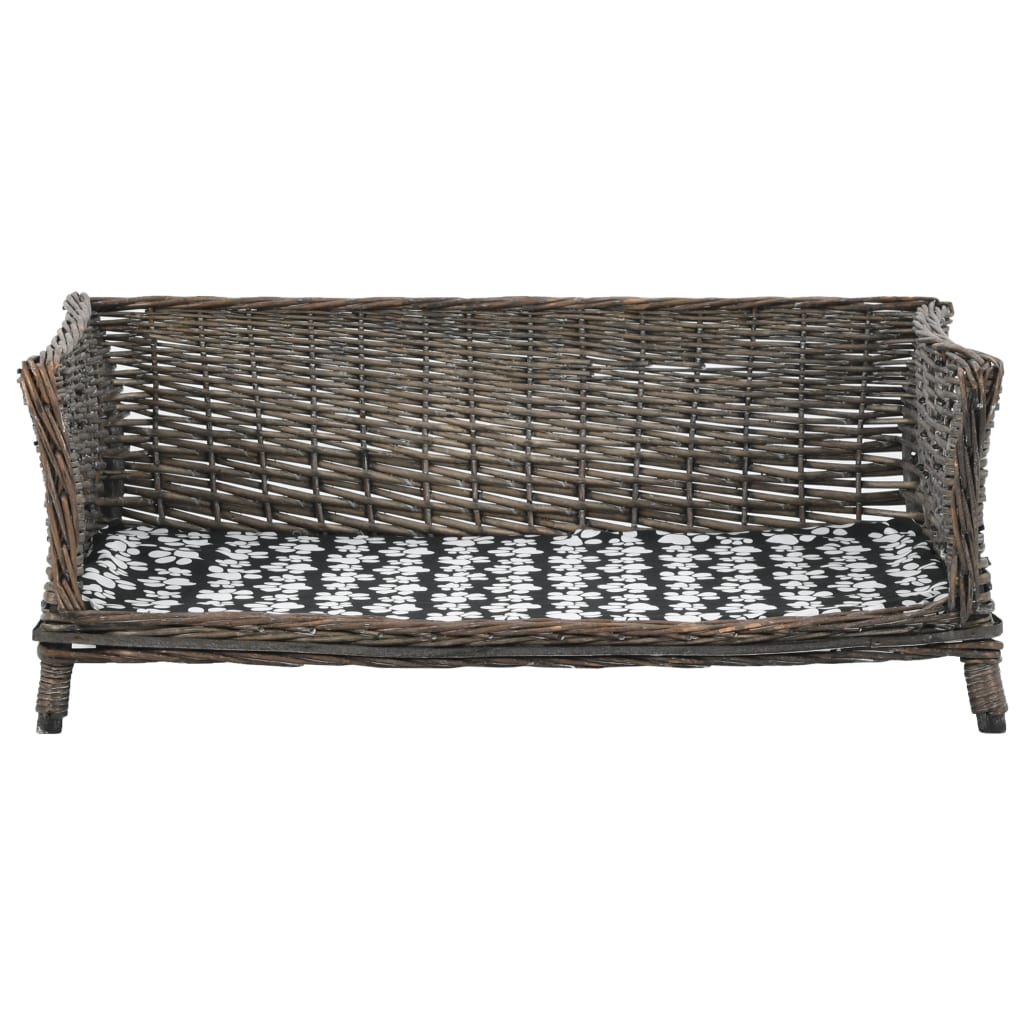 Košík pre psa s vankúšom sivý 90x54x35 cm prírodná vŕba