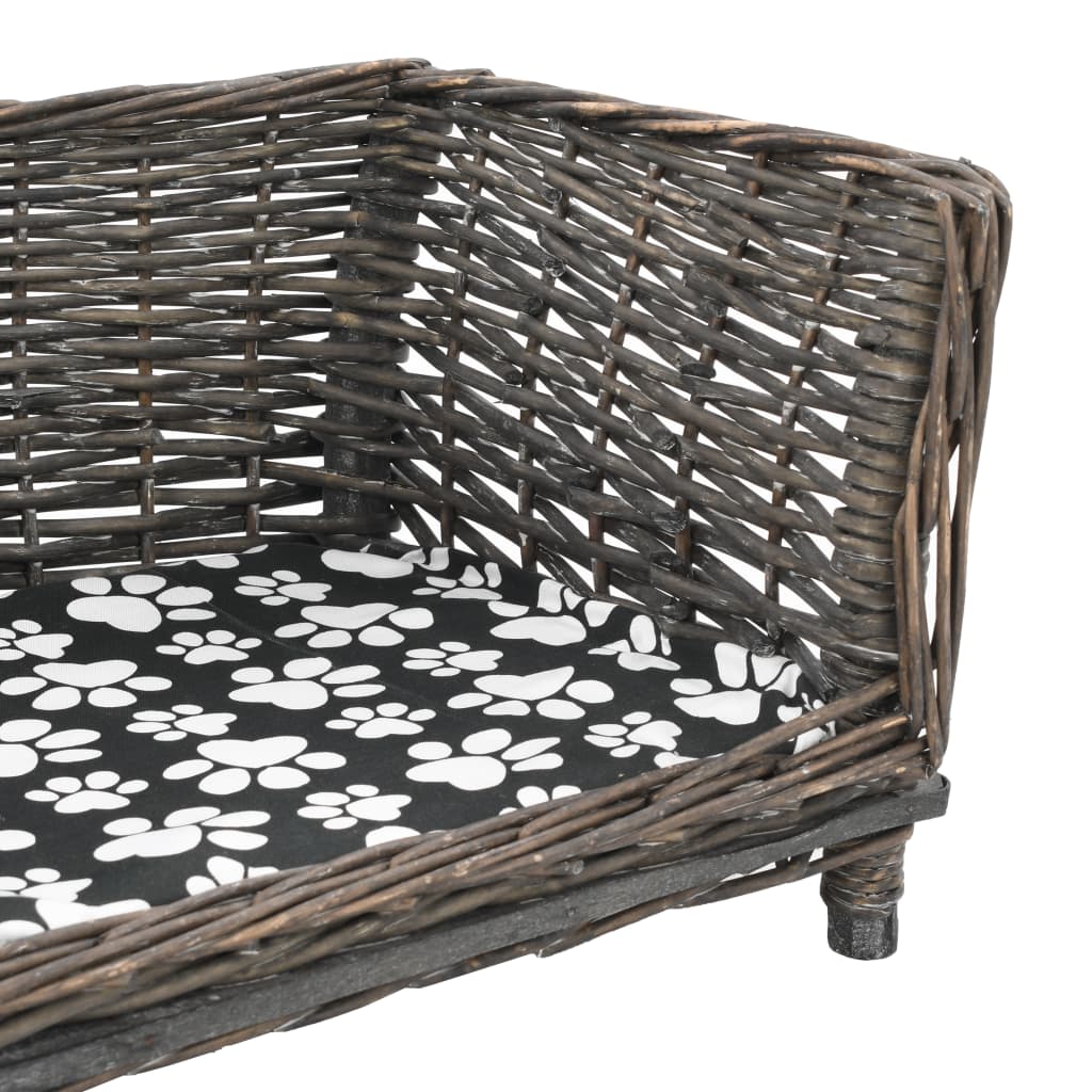 Košík pre psa s vankúšom sivý 90x54x35 cm prírodná vŕba