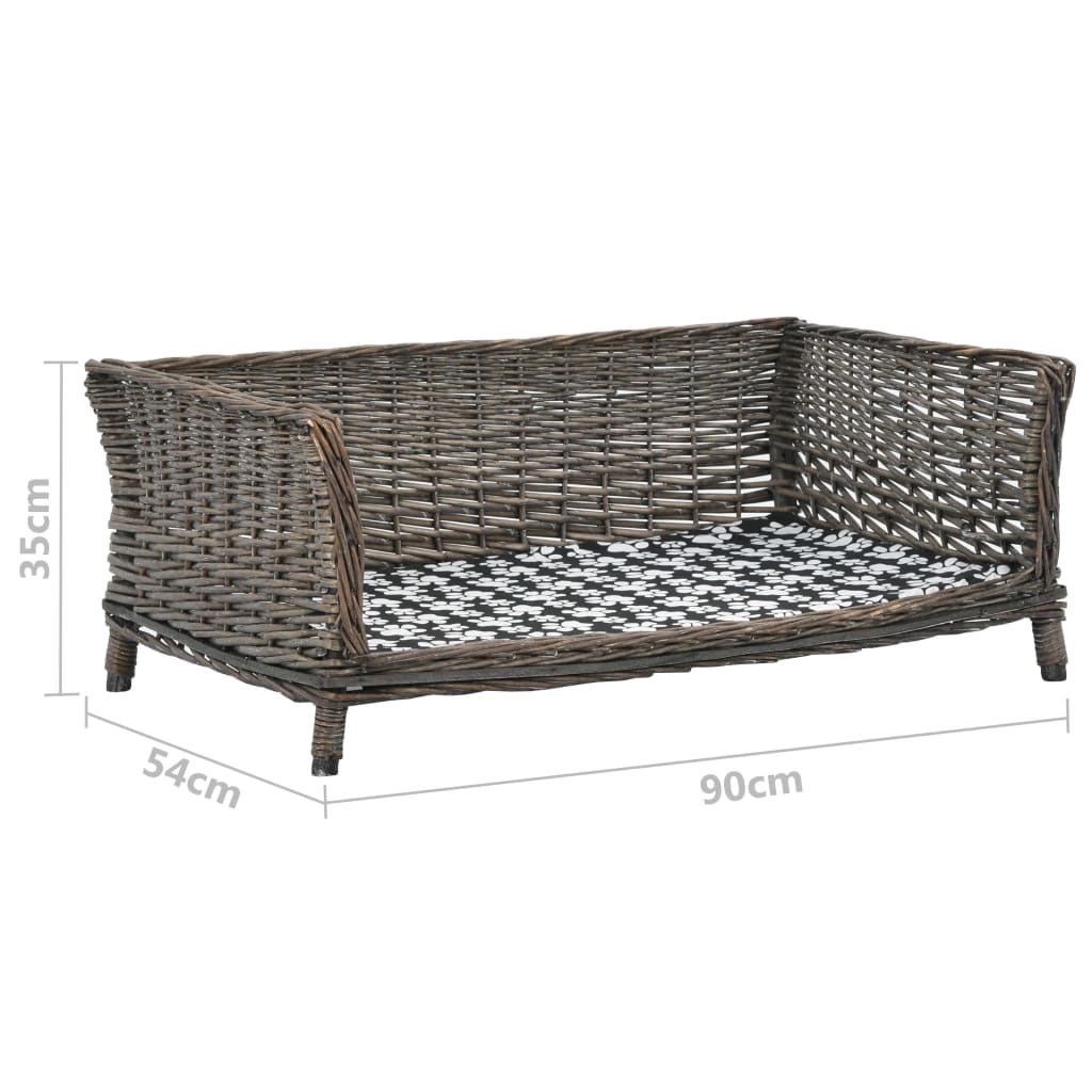 Košík pre psa s vankúšom sivý 90x54x35 cm prírodná vŕba