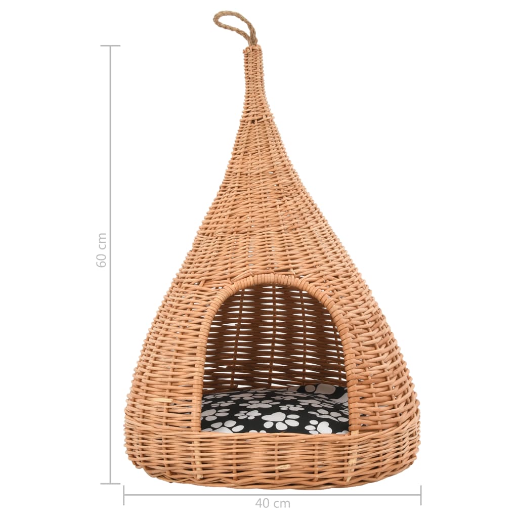 Domček pre mačku s vankúšom 40x60 cm prírodná vŕba típí