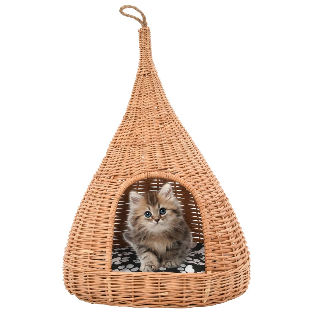 Domček pre mačku s vankúšom 40x60 cm prírodná vŕba típí