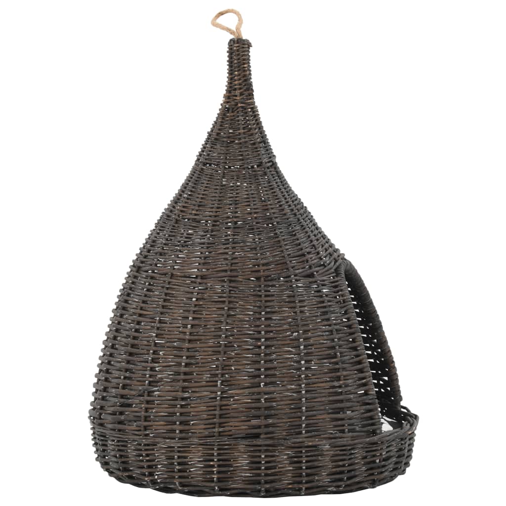 Domček pre mačku s vankúšom sivý 40x60 cm prírodná vŕba típí