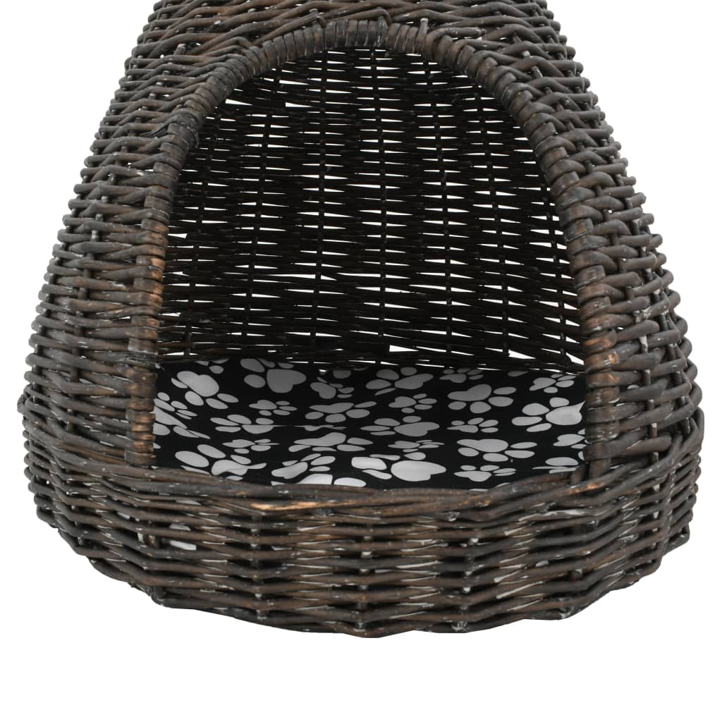 Domček pre mačku s vankúšom sivý 40x60 cm prírodná vŕba típí