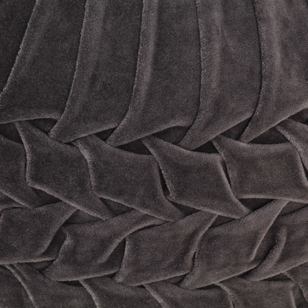 Taburetka antracitová 40x30 cm bavlnený zamat nariasený dizajn