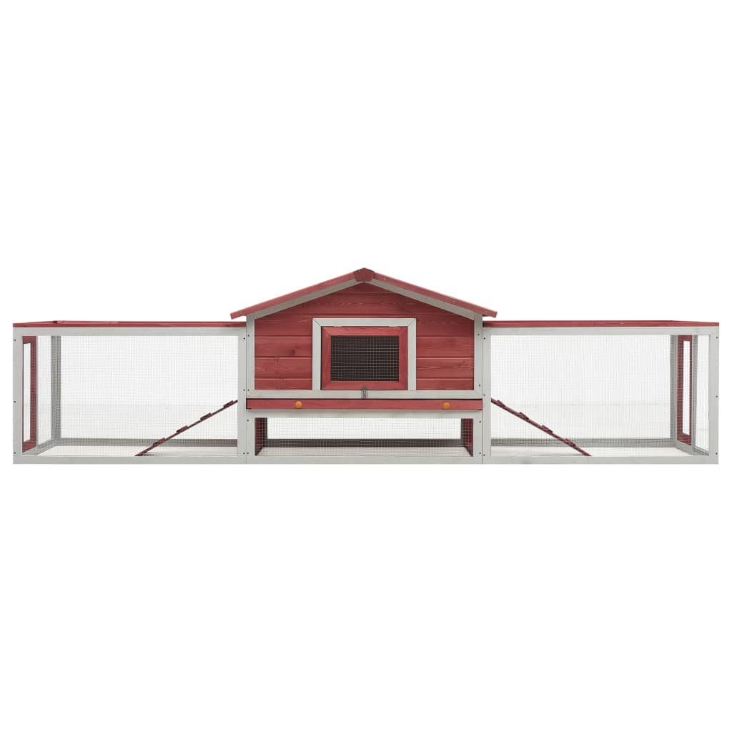 Králikáreň, červená 310x70x87 cm, borovicový a jedľový masív