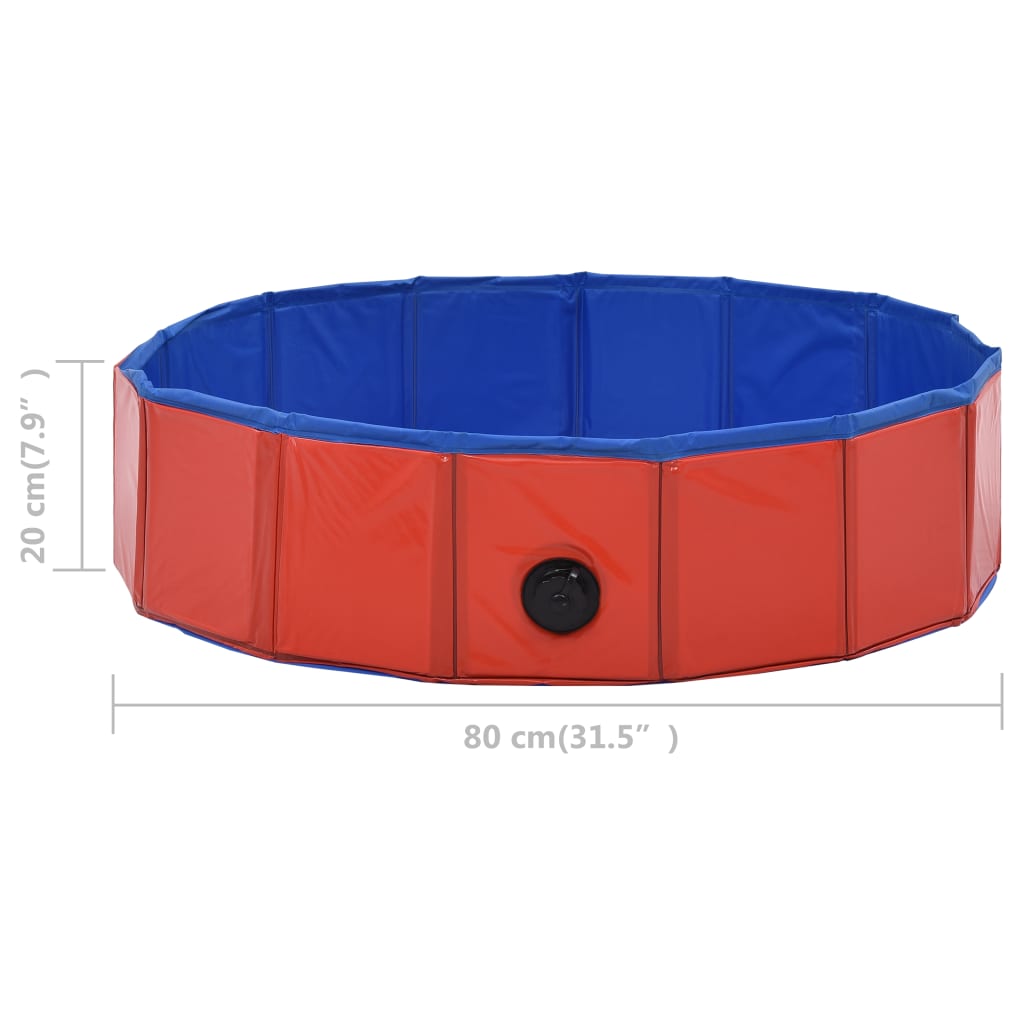 Skladací bazén pre psov červená 80x20 cm PVC