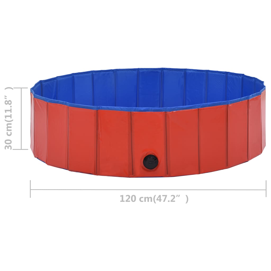 Skladací bazén pre psov červená 120x30 cm PVC