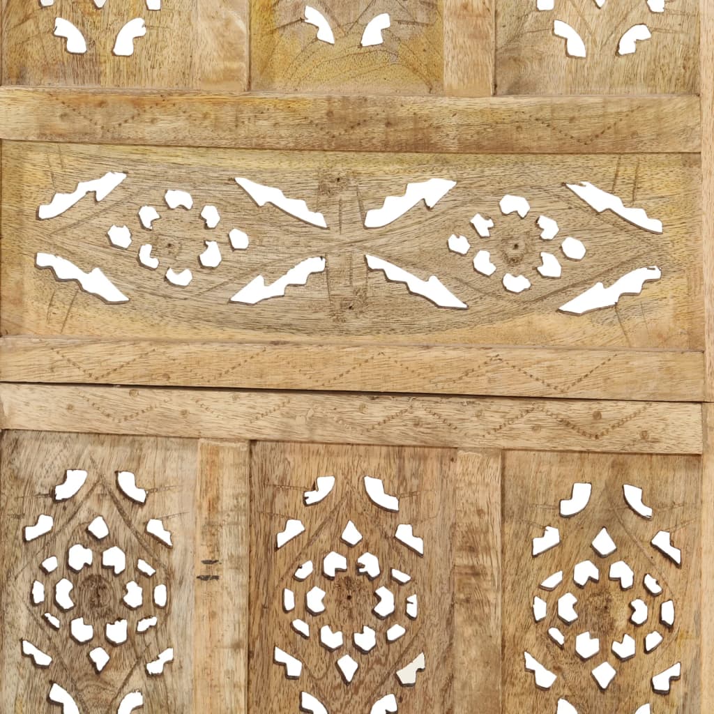 Ručne vyrezávaný 5-panelový paraván hnedý 200x165 cm mangovníkový masív