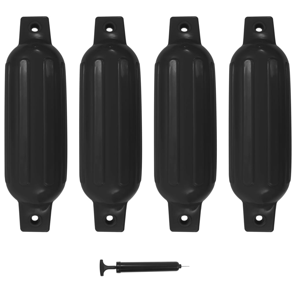 Lodný nárazník 4 ks, čierny 41x11,5 cm, PVC