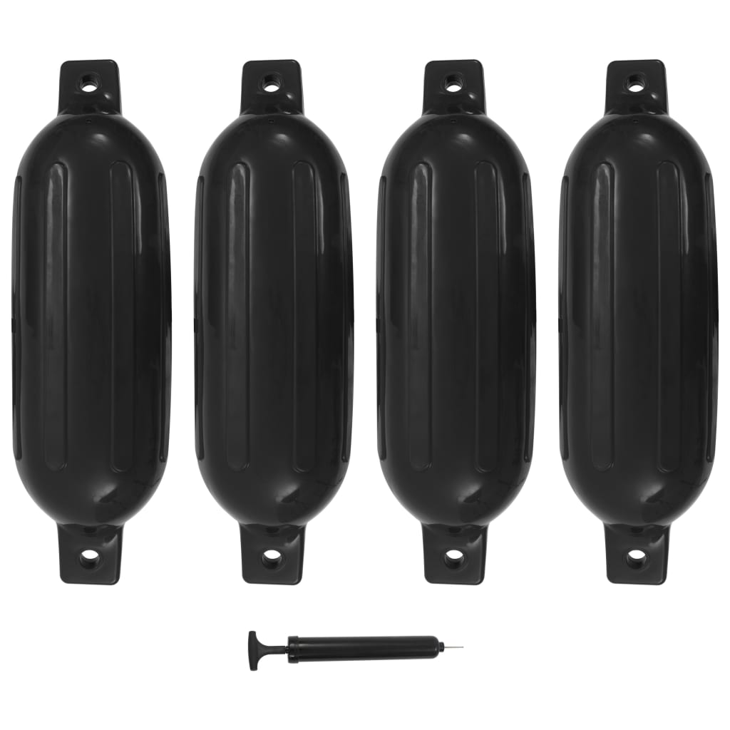 Lodný nárazník 4 ks, čierny 58,5x16,5 cm, PVC