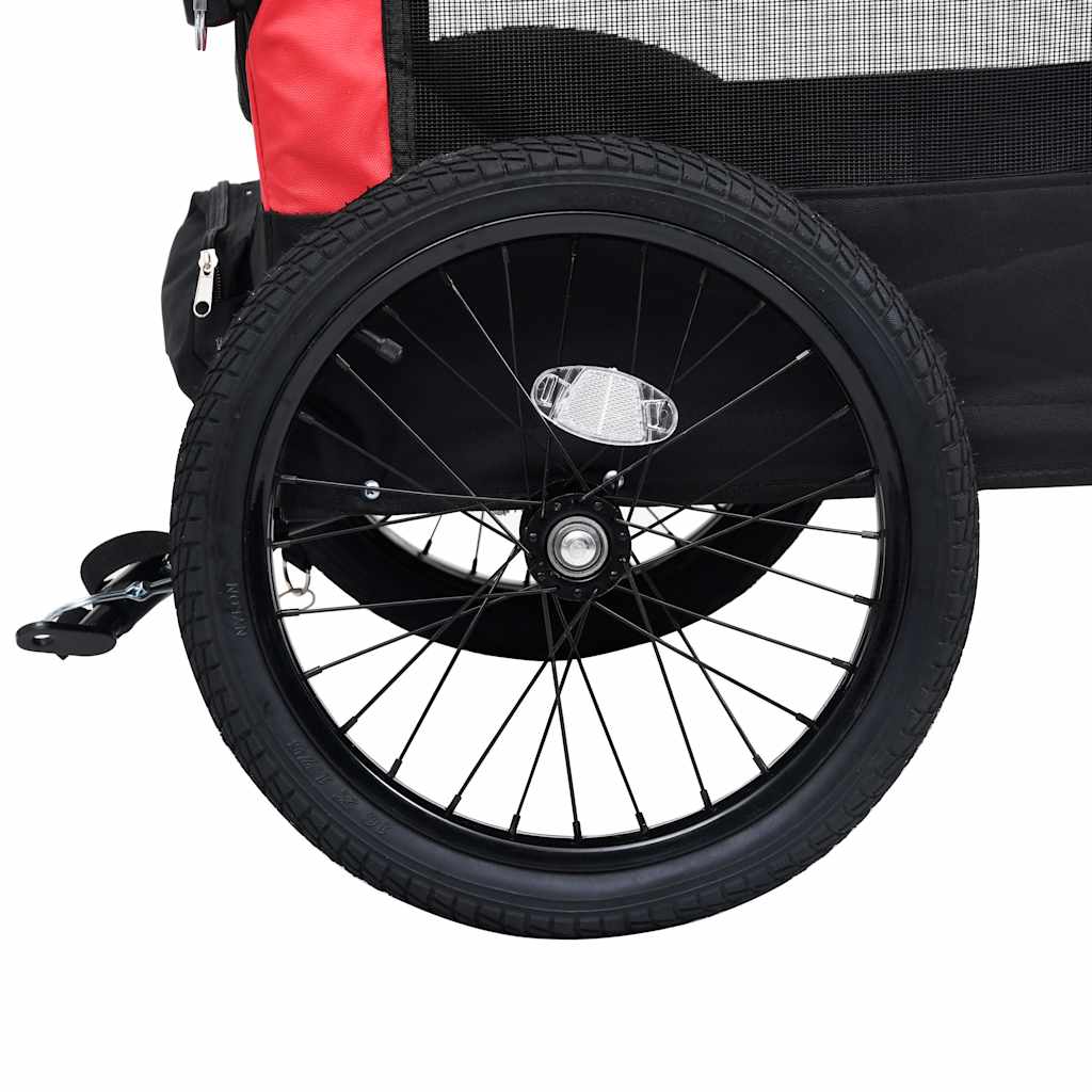 Vozík pre domáce zvieratá na bicykel/beh 2-v-1, červeno čierny