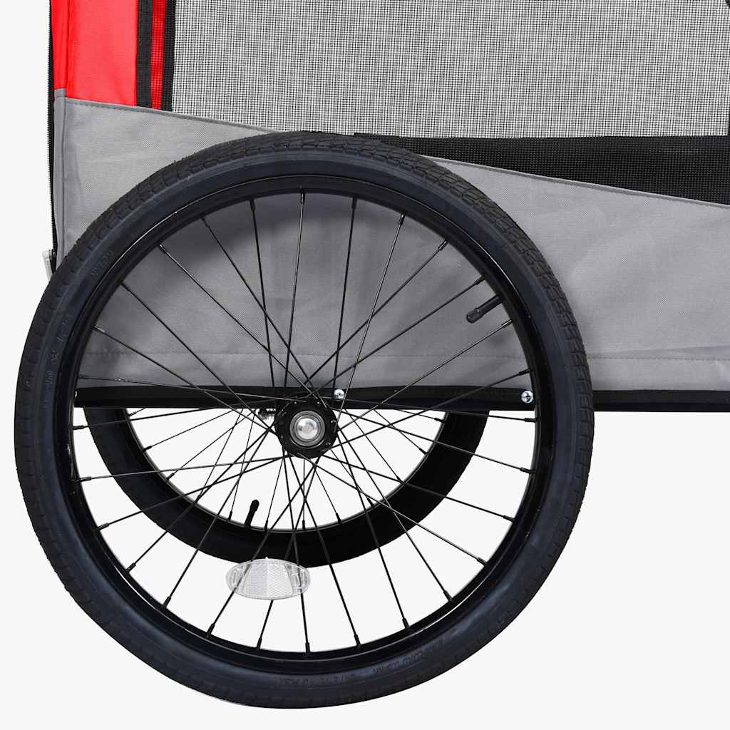 Vozík pre domáce zvieratá na bicykel/beh 2-v-1, červeno sivý