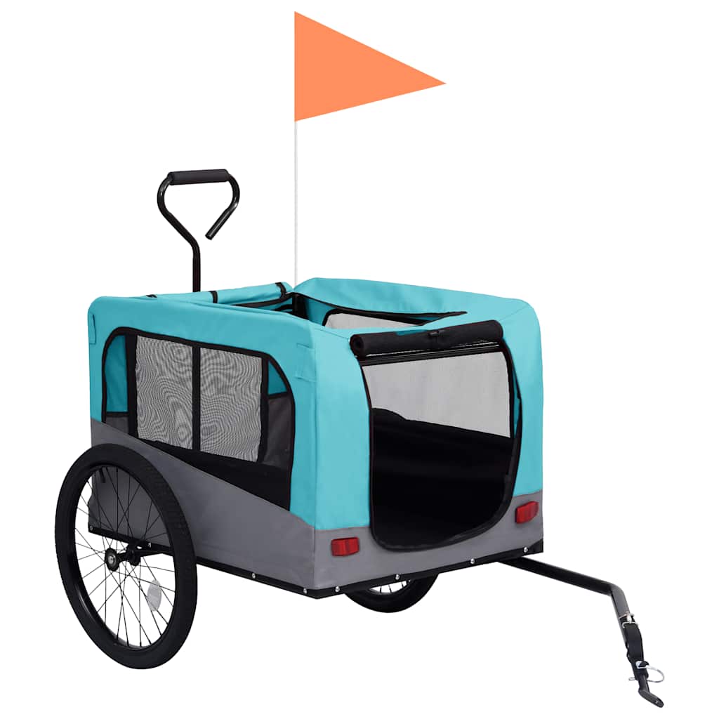Vozík pre domáce zvieratá na bicykel/beh 2-v-1, modro sivý