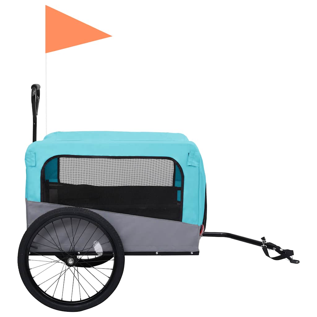 Vozík pre domáce zvieratá na bicykel/beh 2-v-1, modro sivý