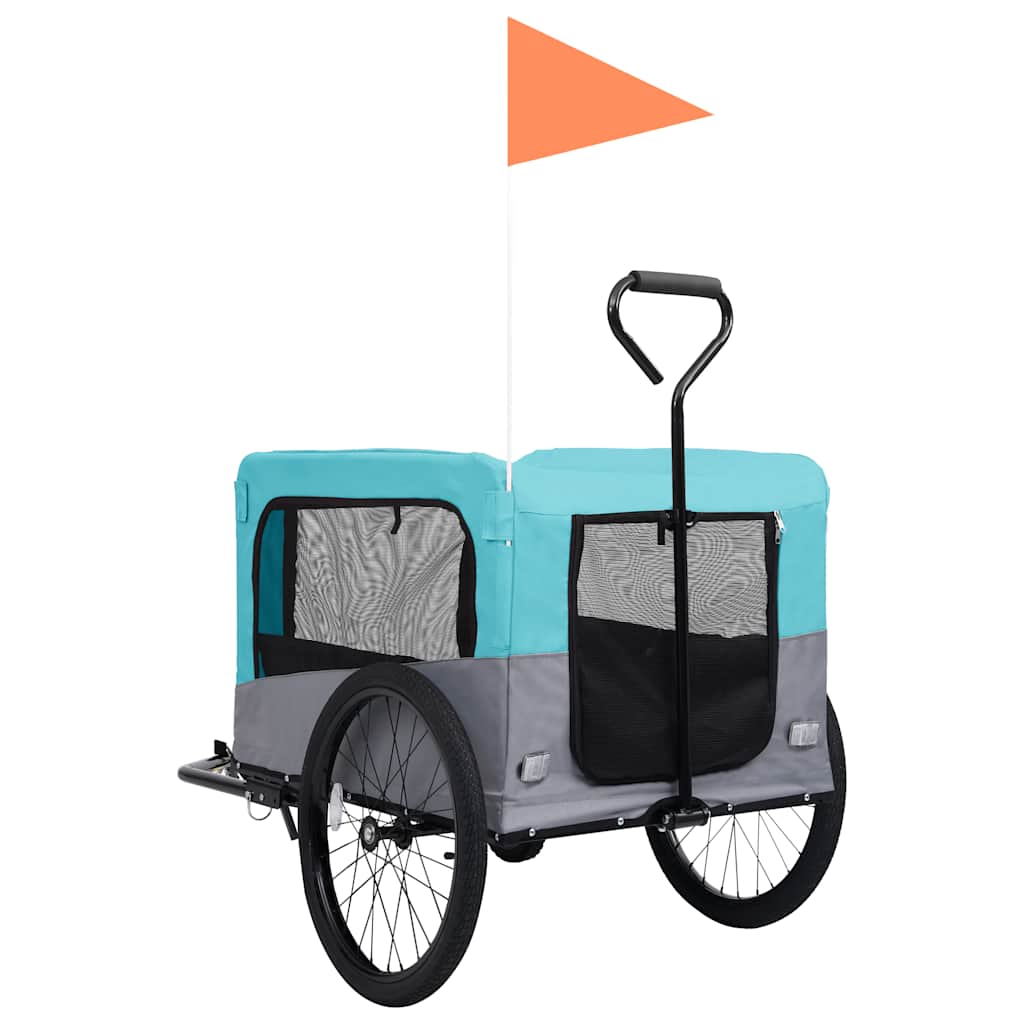 Vozík pre domáce zvieratá na bicykel/beh 2-v-1, modro sivý