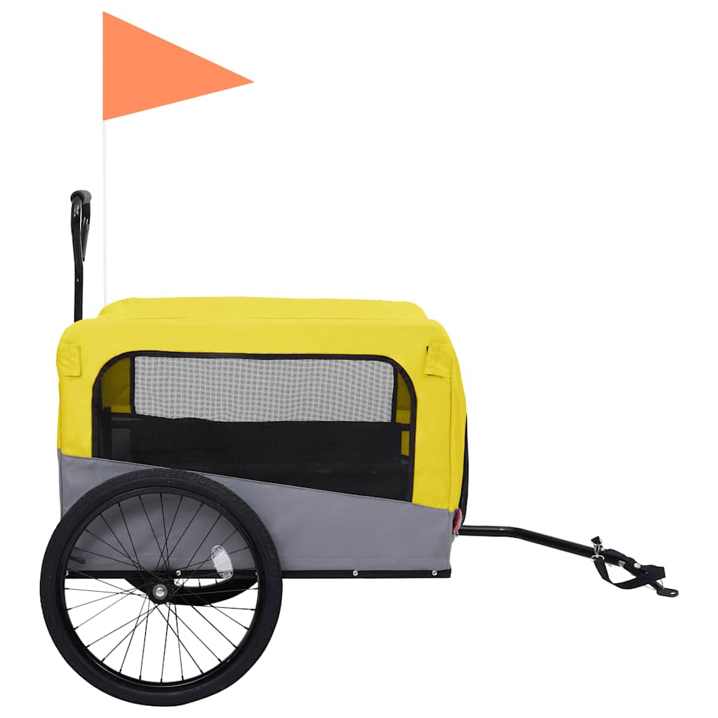 Vozík pre domáce zvieratá na bicykel/beh 2-v-1, žlto sivý