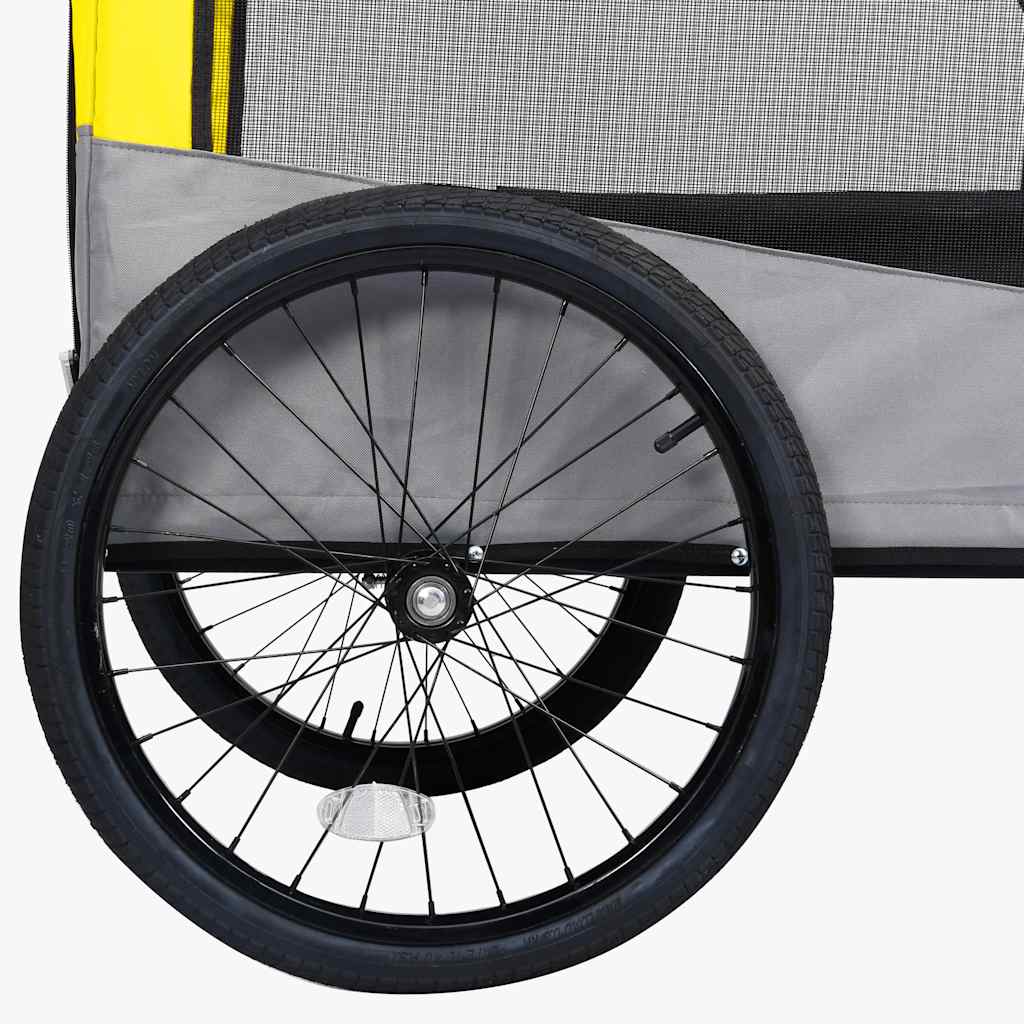 Vozík pre domáce zvieratá na bicykel/beh 2-v-1, žlto sivý