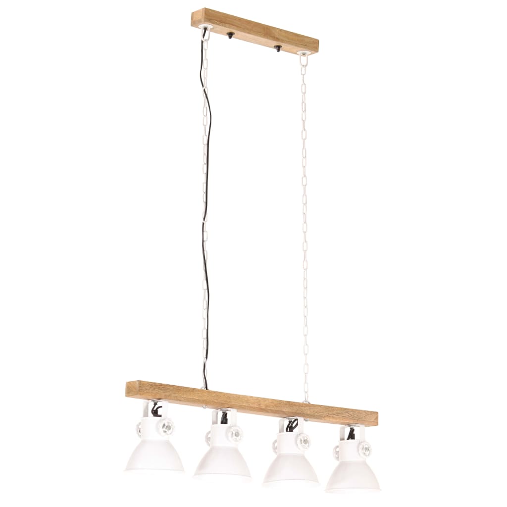 Industriálna stropová lampa biela E27 mangovníkové drevo