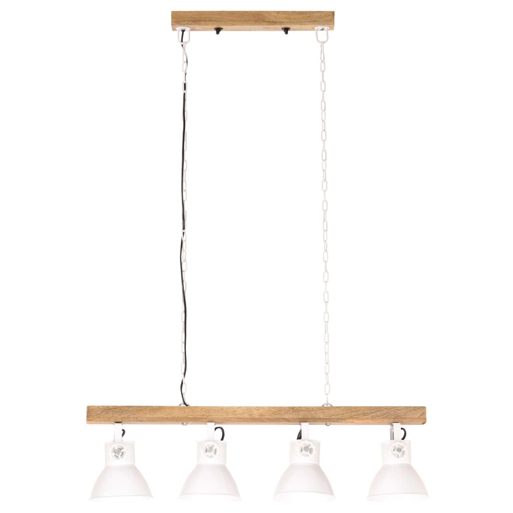 Industriálna stropová lampa biela E27 mangovníkové drevo