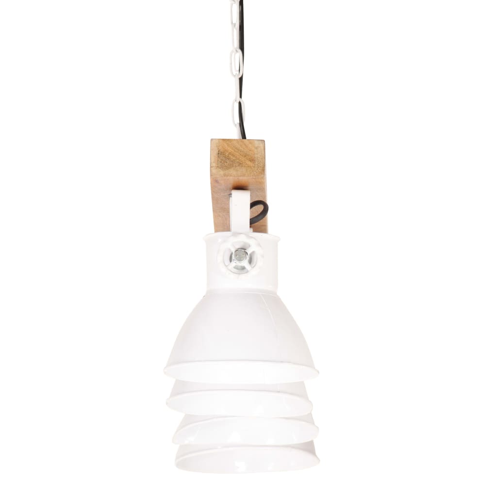 Industriálna stropová lampa biela E27 mangovníkové drevo