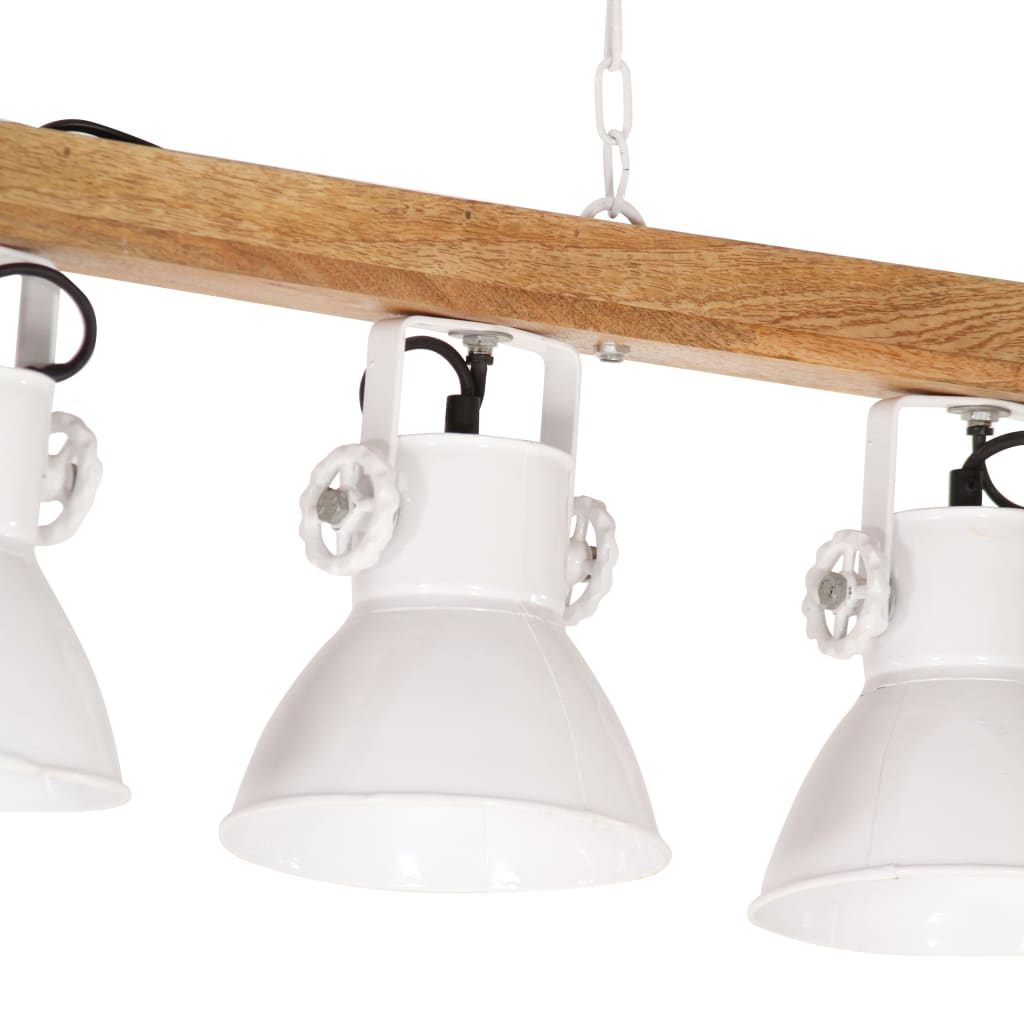 Industriálna stropová lampa biela E27 mangovníkové drevo