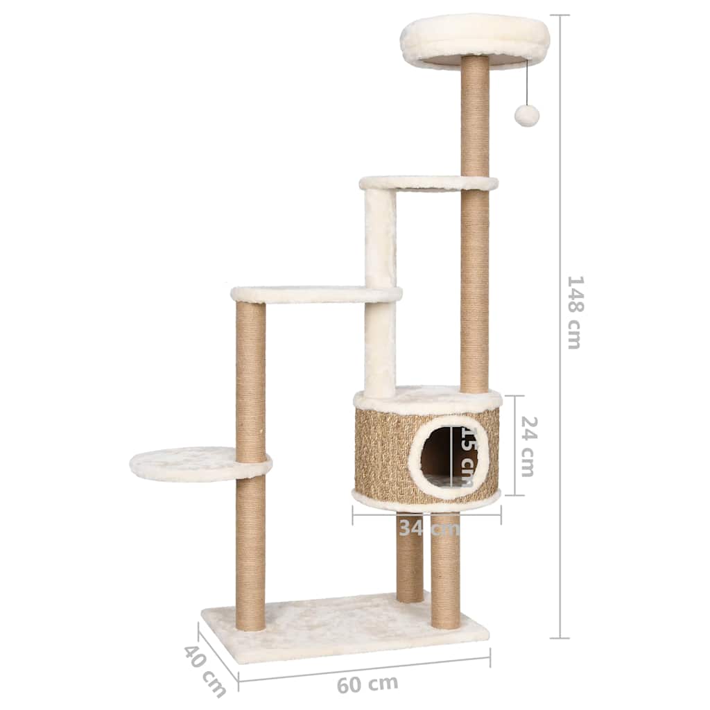 Škrabadlo pre mačky s luxusným vankúšom a stĺpikom 148cm morská tráva