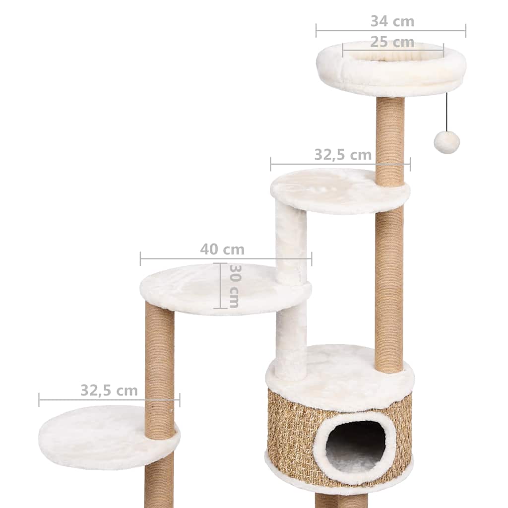 Škrabadlo pre mačky s luxusným vankúšom a stĺpikom 148cm morská tráva