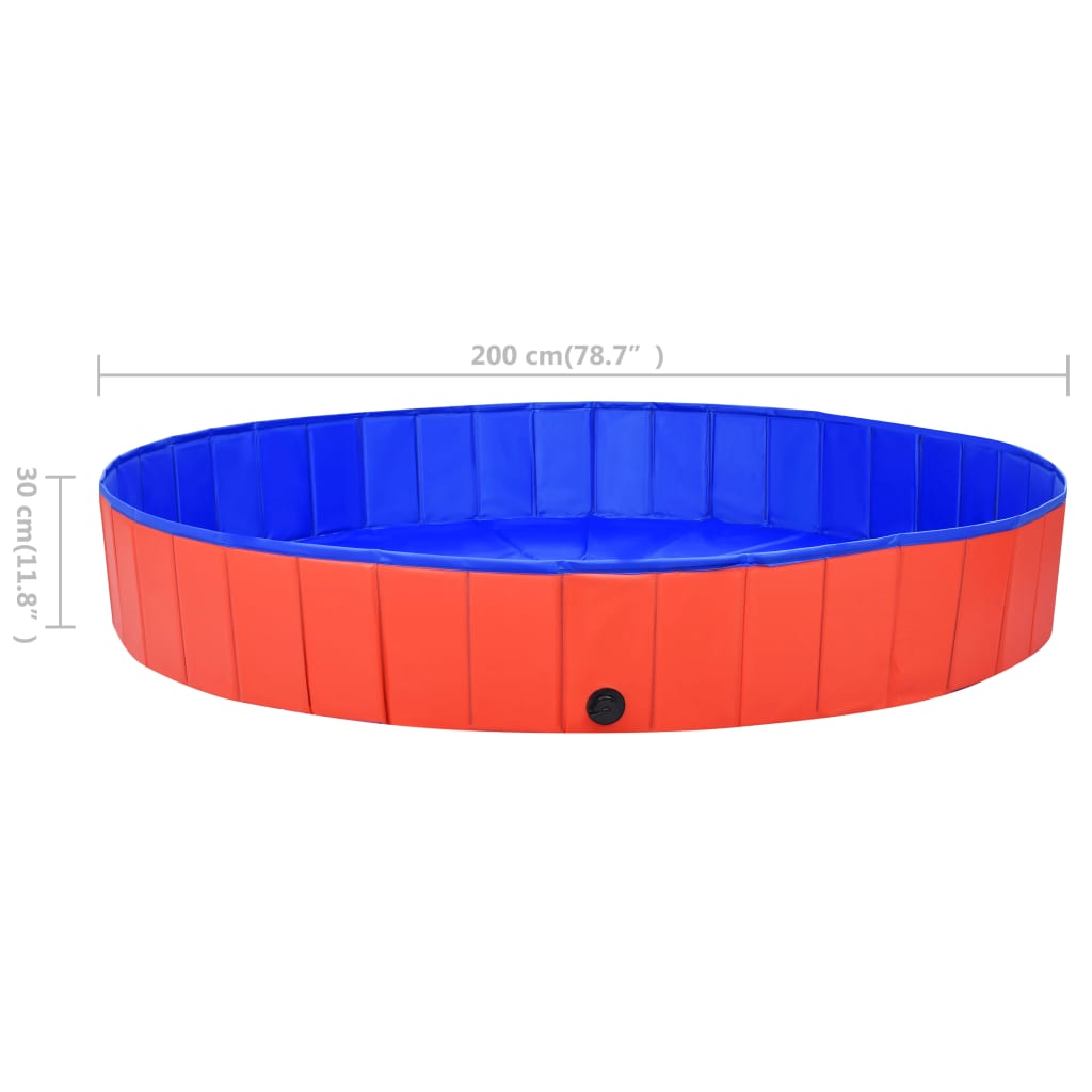 Skladací bazén pre psov červený 200x30 cm PVC