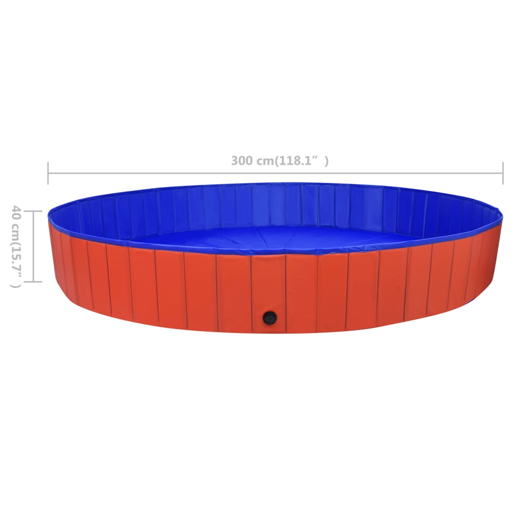 Skladací bazén pre psov červený 300x40 cm PVC