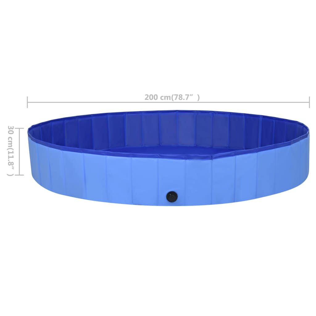 Skladací bazén pre psov modrý 200x30 cm PVC