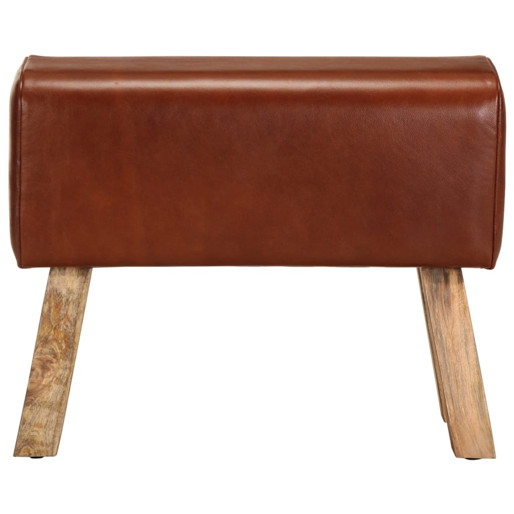 Gymnastická lavica 58 cm, hnedá, pravá koža a mangový masív