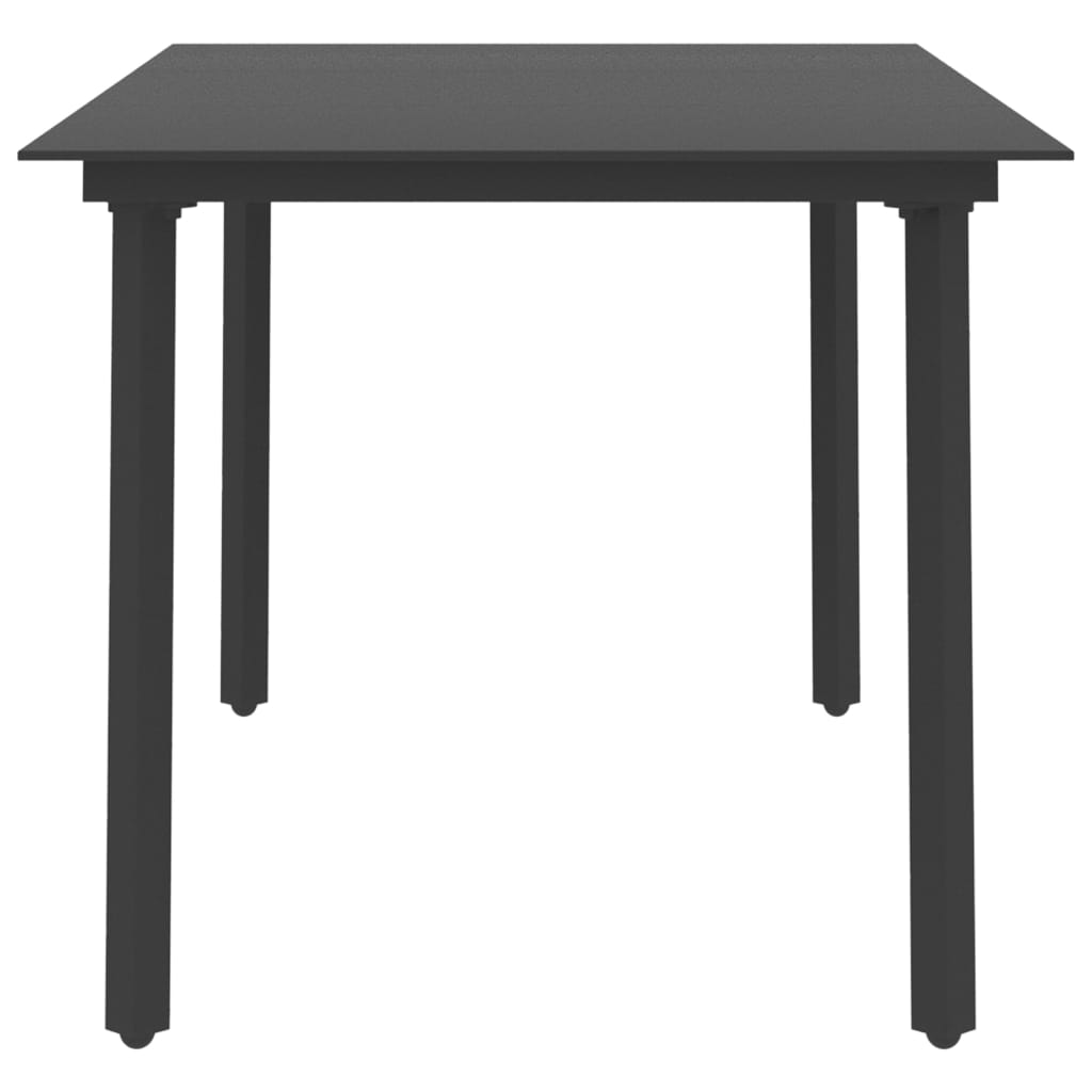Záhradný jedálenský stôl čierny 150x80x74 cm oceľ a sklo