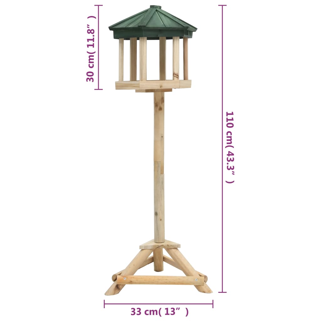 Stojace krmítko pre vtáky jedľové drevo 33x110 cm