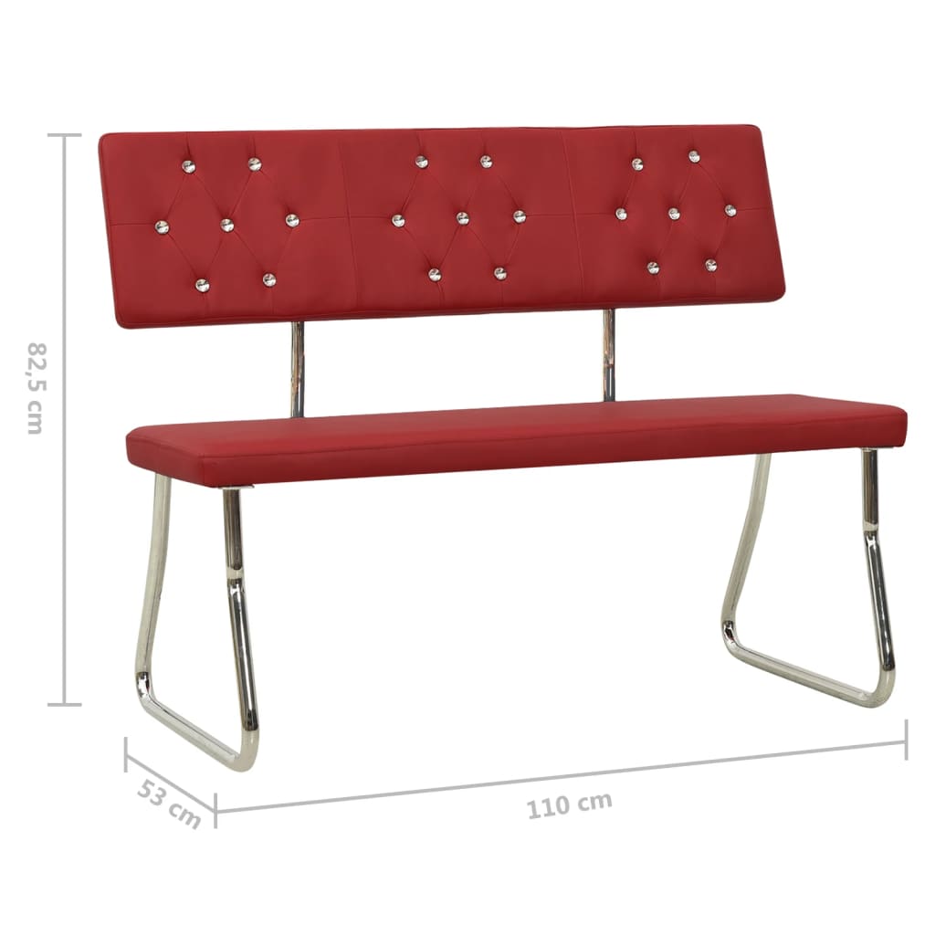 Lavica 110 cm vínovo-červená umelá koža