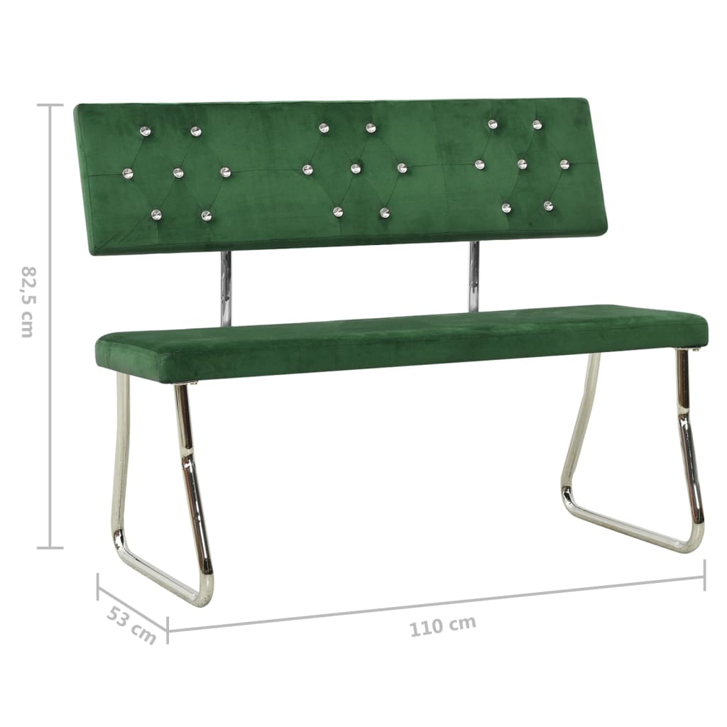 Lavica 110 cm tmavo-zelená zamatová