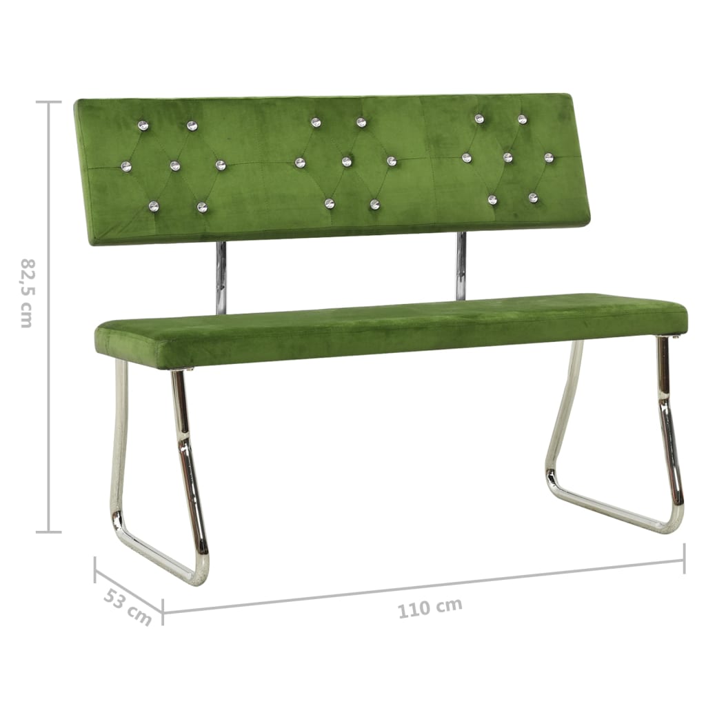 Lavica 110 cm svetlo-zelená zamatová