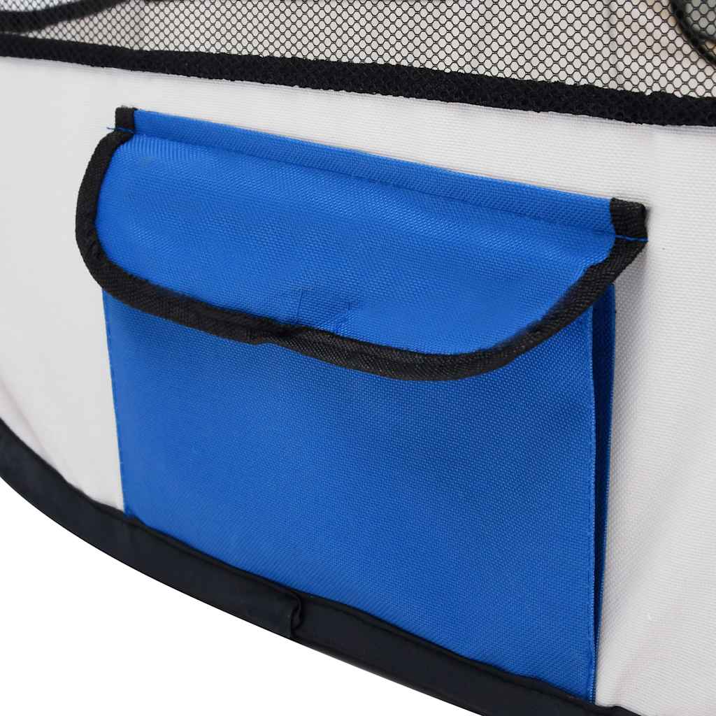 Skladacia ohrádka pre psa s prenosnou taškou modrá 145x145x61 cm