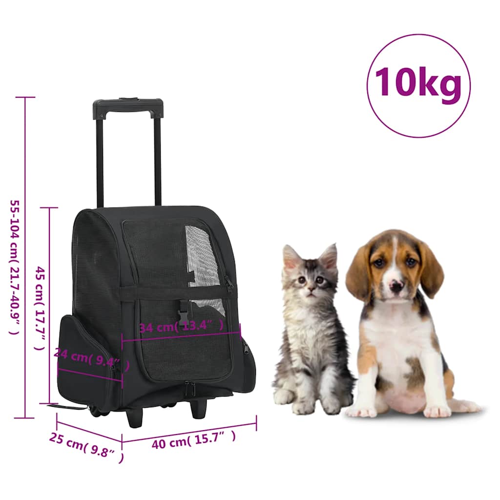 Skladací viacúčelový vozík pre domáce zvieratá čierny
