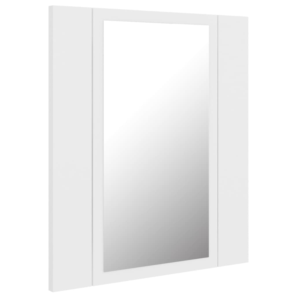Kúpeľňová skrinka s LED a zrkadlom, biela 40x12x45 cm, akryl