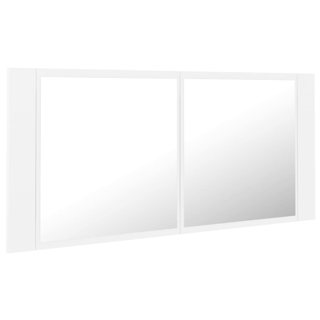 Kúpeľňová skrinka s LED a zrkadlom, biela 100x12x45 cm, akryl