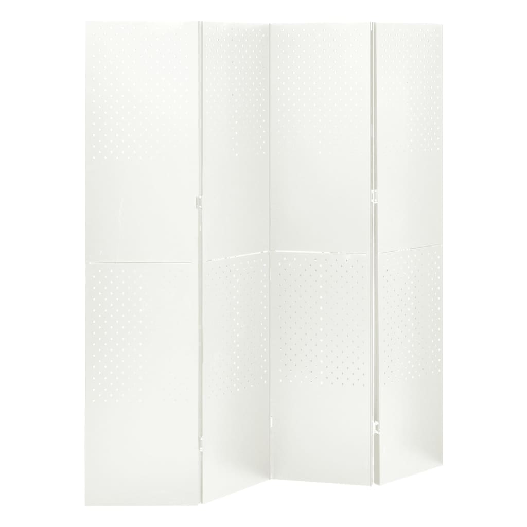 Paraván so 4 panelmi, biela 160x180 cm oceľ