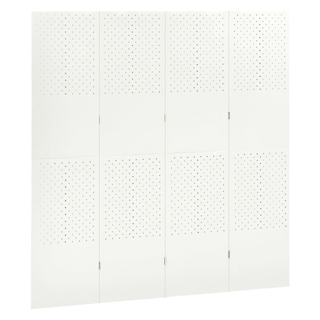 Paraván so 4 panelmi, biela 160x180 cm oceľ