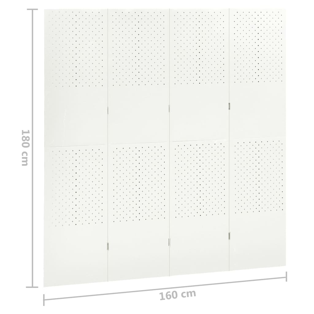 Paraván so 4 panelmi, biela 160x180 cm oceľ